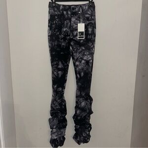 Labijou ruffles ruched pants black and white, size small